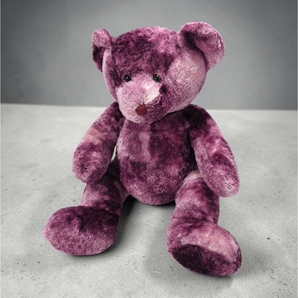 Vintage Russ Berrie Purple Teddy Bear Straight From The Heart Marbled Plush 12"
